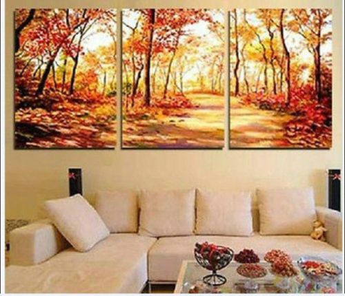Golden Forest Abstract living room decorative landscape painting+ framed
