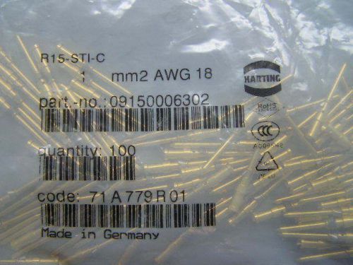 HARTING R15-STI-C 1 mm2 AWG 18 MALE CRIMP CONTACT 09150006302