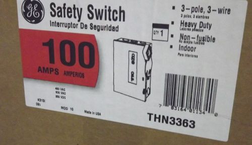 GE THN3363 3 POLE 100 AMP 600 VOLT NON FUSED HEAVY DUTY SAFETY SWITCH