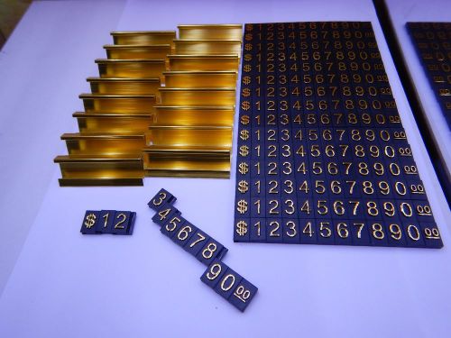 Golden on Black base adjustable price display tag label 16 sets metal base