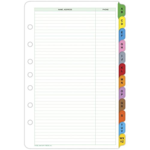 Day-Timer Colored Address And Phone Directory Tabs, 5.5 x 8.5 Inches (92143)