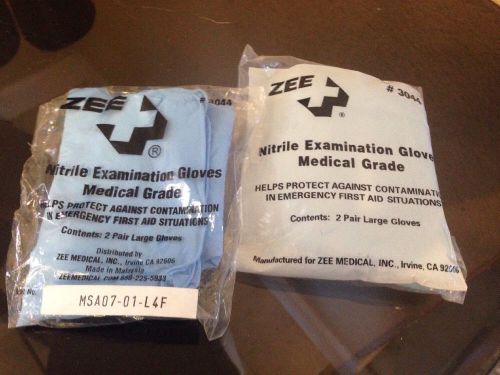Zee Medical Nitrile Examination Glives 4 Pairs Large First Aid Gloves New Sealed