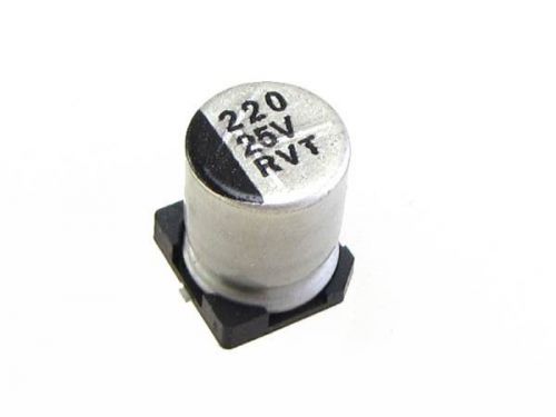 HQ 220uF/25V SMD Aluminum Radial Electrolytic Decoupling Capacitors - Pack of 10