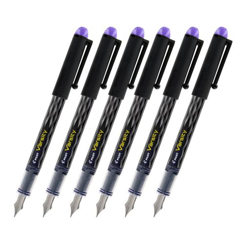 Varsity Disposable Fountain Pen, Medium Point, Purple Ink (Pack of 6)