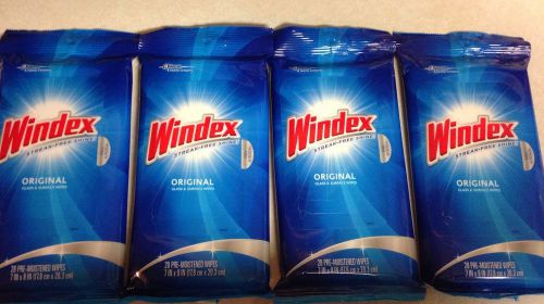 Lot of 4~Windex Glass Cleaner Wipes, 28 Wipes Per Pack~Free Shipping