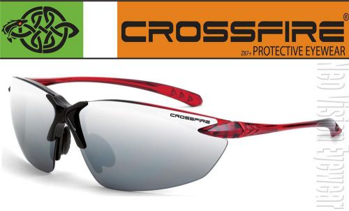 Crossfire Sniper Silver Mirror Lens Red Safety Glasses Shooting Motorcycle Z87.1