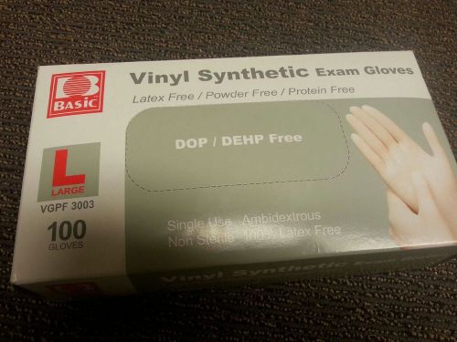 Basic Vinyl Synthetic Exam Gloves Latex Free/Powder Free/Protein Free Lg