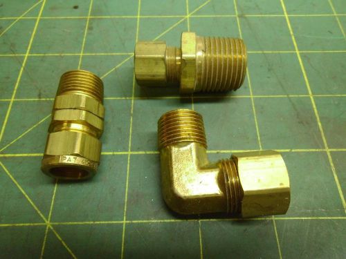 PLUMBING BRASS COMPRESSION FITTINGS 1/2-3/8 LOT OF 3 #51685