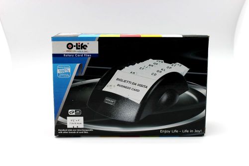 Rotary Business Card File Rolodex O-Life 2 7/8 x 4 Plastic Sleeve Black Swivel