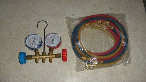 NEW AIR CONDITION MANIFOLD GAUGES &amp; HOSES