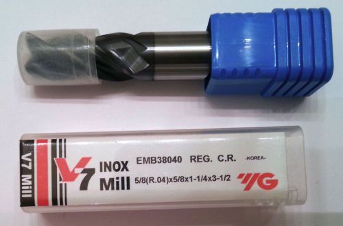 5/8 YG-1 V7 Mill/INOX CARBIDE, 4 FLUTE REGULAR LENGTH R.04 END MILL, QTY 1