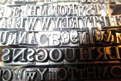 LARGE Lot Matched Antique Metal Letterpress Type Set Alphabet &amp; Numbers