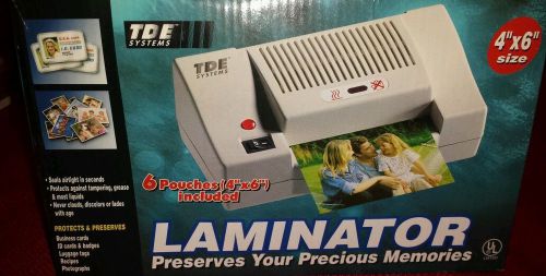 TDE SYSTEMS 4X6&#034; LAMINATOR MACHINE WITH MANUAL AND POUCHES
