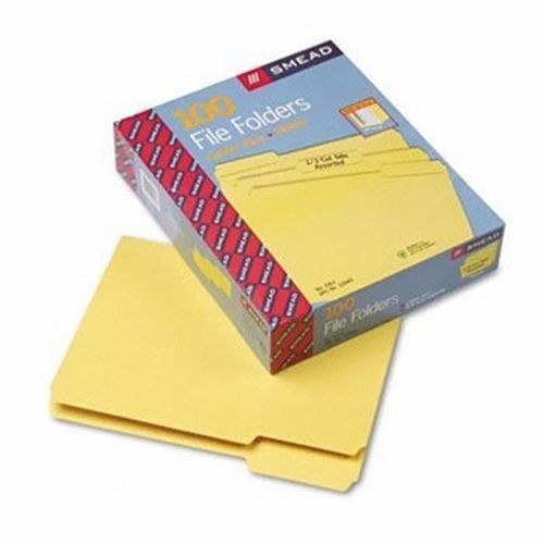 Smead 12943 File Folders, 1/3 Cut Tabs, 3/4&#034; Exp., Letter Size, 100/BX, Yellow