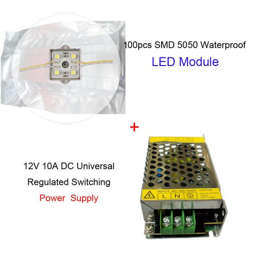 SMD 5050 Waterproof LED Module( 4 LEDs  L35 x W35mm )-100pcs+One DC Power Supply