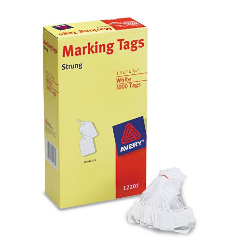 White Marking Tags, Paper, 1 3/32 x 3/4, White, 1,000/Box