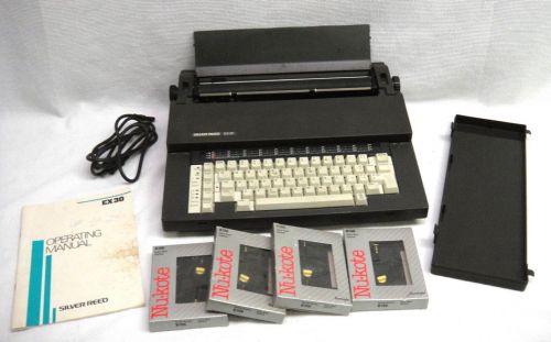 Vintage silver reed electronic typewriter ex30 w/ manual + 4 replacement ribbons for sale