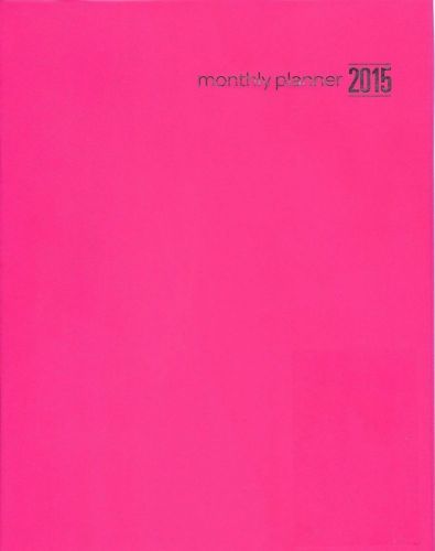 2015 Monthly planner:10.5x7.5 Inch-PINK vinyl Cover:New:FREE/Fast Same day S&amp;h