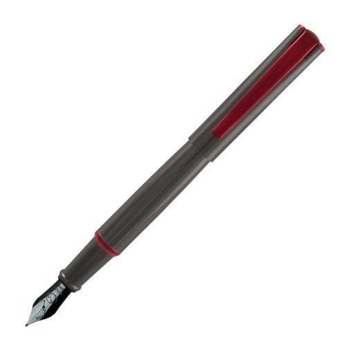 Monteverde Impressa, Fountain Pen, Gun Metal w/Red Trim, Medium Nib