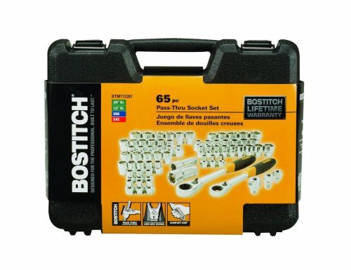 Bostitch pass through socket set, 65 piece heavy duty rubber grip adjustable too for sale