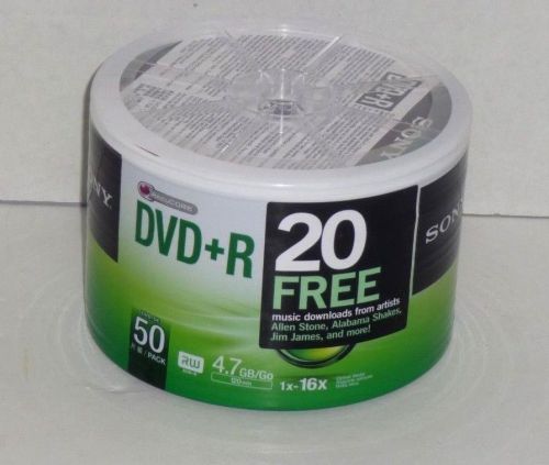 Sony 50DPR47SB 16x DVD+R 4.7GB Recordable DVD Media - 50 Pack