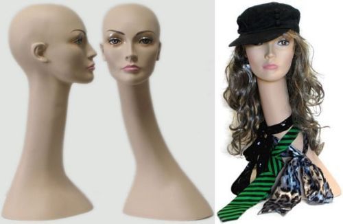 MN-321 Long Neck Female Display Head Form - Untanned