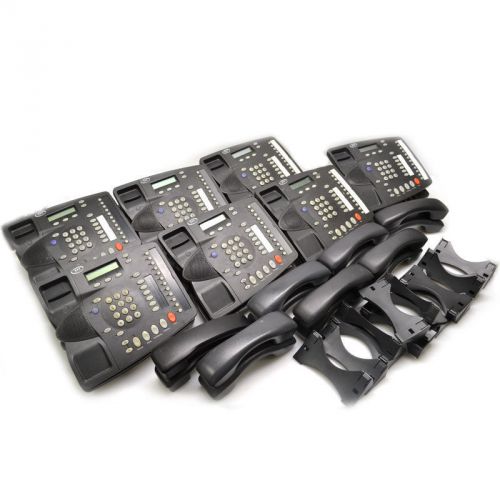Lot of 14 NBX 655000801 Charcoal Gray Business Telephone w/ 6 Stand &amp; Handsets