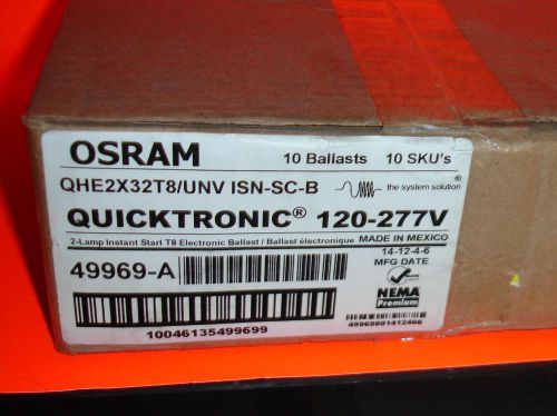 Sylvania quicktronic qhe 2x32 t8 2 lamp electronic ballast case of 10 for sale