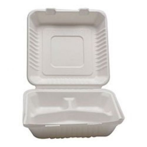 Ifn green 29-2008 fiber 3-c bagasse clamshell  8.7&#034; length x 8.1&#034; width x 3.2&#034; h for sale