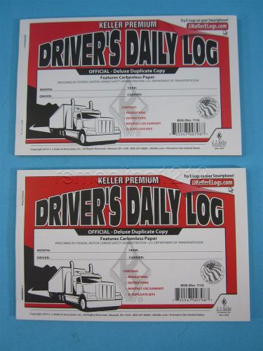 Lot of 2 J.J. KELLER 8526 701L Duplicate Copy Driver&#039;s Daily Log Book Carbonless