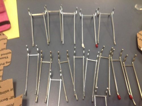 Lot of 15 Metal Open Double Peg Board Hooks 2 Widths  Crafts Workbench Tools