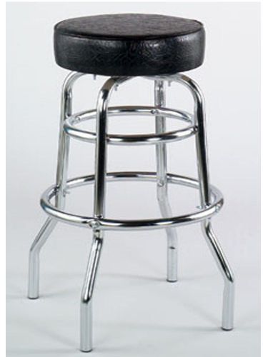 Double Ring Metal bar stool Black vinyl