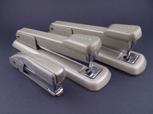 2 vintage gray metal bates 56 stapler &amp; 1 vintage swingline 77 s for sale
