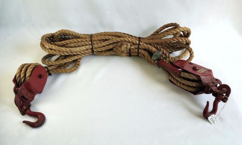 Vintage Sears Come A Long Cable Puller Rope with Hooks Industrial Tool