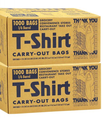 NEW 2000 Ct. T-Shirt Carry Out Bags Retail Grocery Shopping Recyclable Bag
