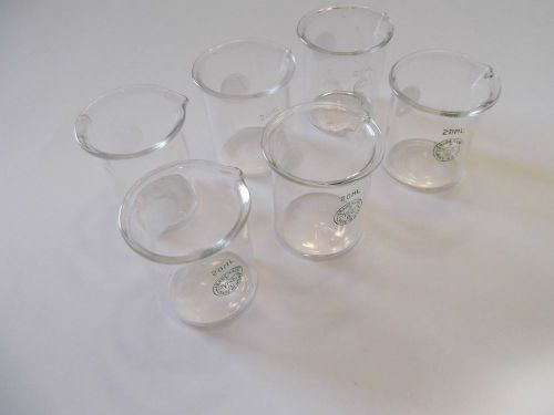 Lot of (6)  Pyrex Beakers, 20ml - with Spout