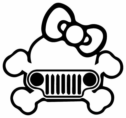 Hello kitty jeep girl skull vinyl decal car sticker truck bumper laptop 5 inch for sale