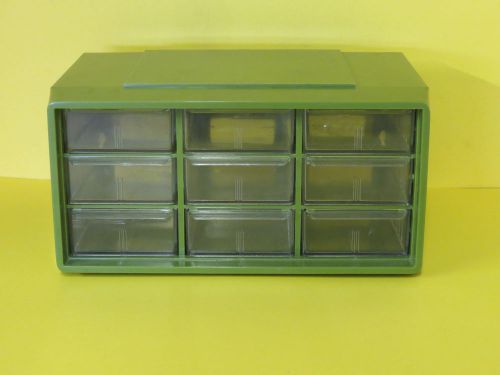 Vintage Akro Mils 9 Drawer Green Small Parts Storage Organizer Sewing Crafts