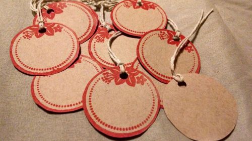 24 red round floral cards price tags gift tags embellishments