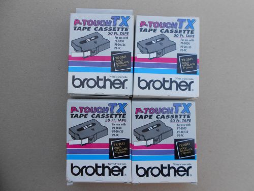 P-TOUCH TX Tape Cassette-50 Ft. x 1&#034;-Model#TX-3541-Gold on Black-RARE (Lot of 4)