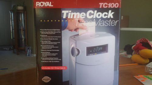 Royal Electronic Time Clock Tc100 With Cards And Manual And Holder