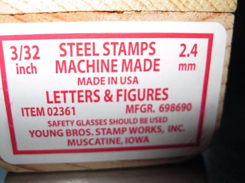 Young Bros Stamp Works 3/32 inch Steel Set 36 Combo Figure Letter Character USA