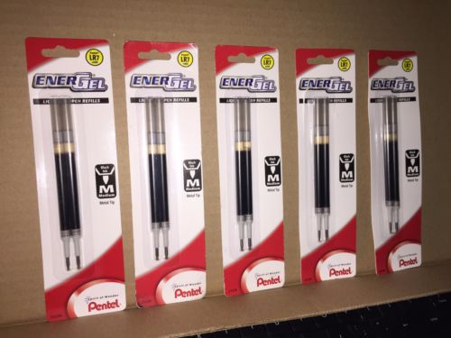 Pentel EnerGel Pen Refills, Medium Point, 0.7 mm, Black Ink, Pack Of 2 LOT OF 5