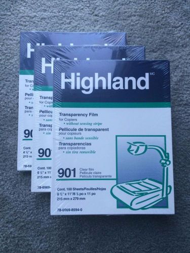 3 100 sheet HIGHLAND TRANSPARENCY FILM CLEAR  #901 NEW