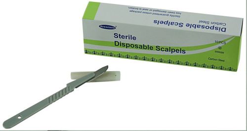 10 Premiere Disposable Scalpel #22, Sterile, Plastic Handle Individually Wrapped