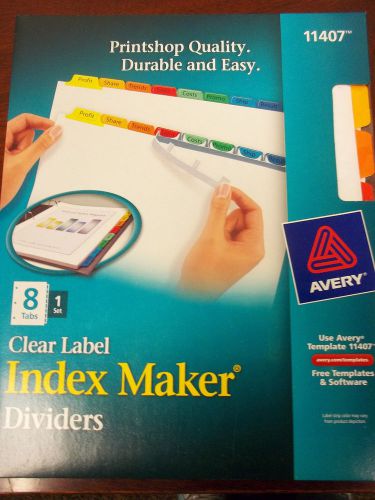 3 sets Avery 11407 Clear Label Index Maker 8 tab dividers w/ 160 clear labels ea