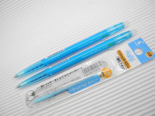 2 pen+ 3 refill PILOT FRIXION/ERASER ball slim 0.38mm roller ball pen Light Blue