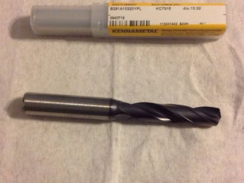 KENNAMETAL B291A10320YPL  KC7315SOLID  CARBIDE  DRILL 10.32MM DIA. LOT OF 2