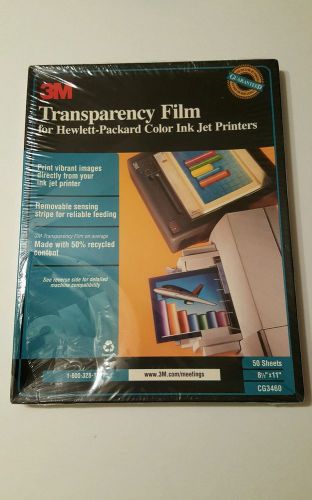 3M Transparency Film HP Color Ink Jet Printers CG3460 50 Sheets 8.5 x 11 New