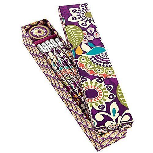 Vera Bradley Pencil Box Set in Plum Crazy NEW